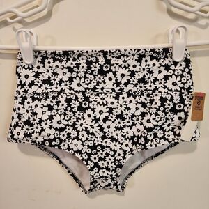 PINK Victoria's Secret Black & White Floral Bikini Bottom SMALL